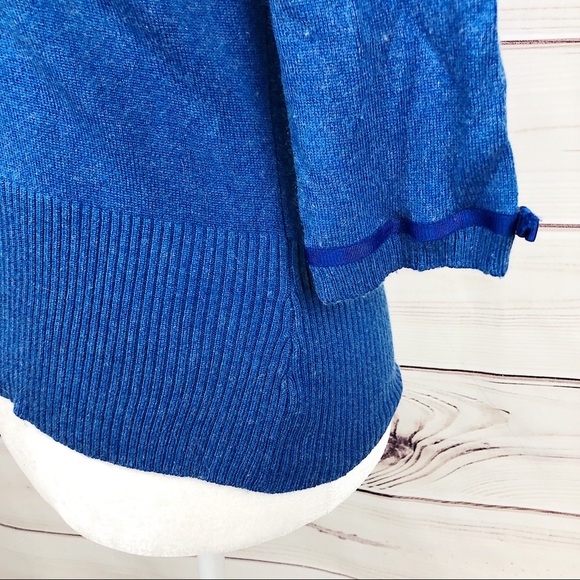 URCHIN Royal Blue Cashmere Faux Fur Collar Sweater - Picture 4 of 8